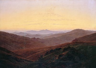 Krkonoše / Vor Sonnenaufgang in den Bergen von Caspar David Friedrich